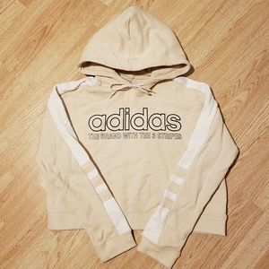 Adidas Oatmeal and Cream Crop Hoodie